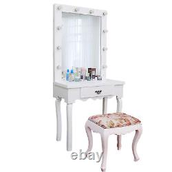 Ensemble de table de maquillage Hollywood Vanity avec miroir éclairé 10 LED Coiffeuse Bureau