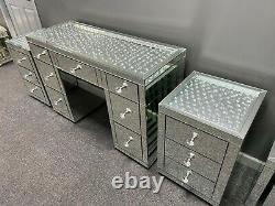 Floating Crystal Mirrored Glass Dressing Table Bedside Nest Of Tables Meubles