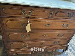 French Louis Marble Top & Table De Table Dressing / Chest Of Drawers With Mirror