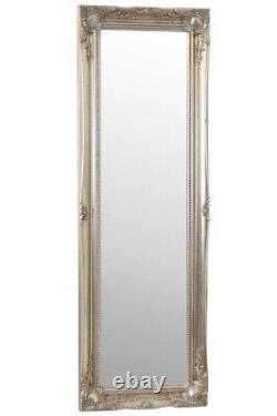 Grand Miroir Argenté Orné Style Shabby Chic pour Mur, Longueur 4 pieds 6 pouces X Largeur 1 pied 6 pouces, 135 X 45 cm