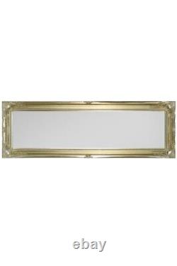 Grand Miroir Argenté Orné Style Shabby Chic pour Mur, Longueur 4 pieds 6 pouces X Largeur 1 pied 6 pouces, 135 X 45 cm