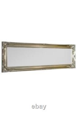 Grand Miroir Argenté Orné Style Shabby Chic pour Mur, Longueur 4 pieds 6 pouces X Largeur 1 pied 6 pouces, 135 X 45 cm