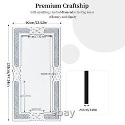 Grand miroir mural en diamant écrasé avec des cristaux de diamant étincelants en argent pour la décoration intérieure