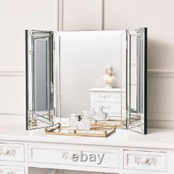 Grande table de maquillage miroir triple luxueuse et glamour