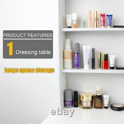 Gray Dressing Table Stool Bijoux Makeup Desk Avec Led Mirror & 4 Tiroirs Chambre