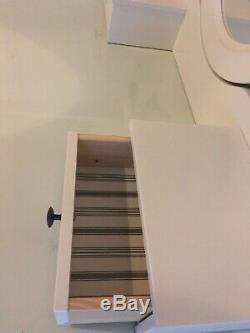 Hemnes Ikea Pansement Tablewhite, Avec Miroir Supérieur En Verre + + Tabouret