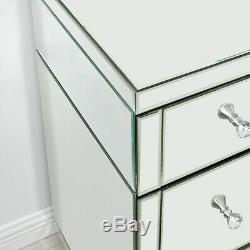 Hollywood Coiffeuse Mirrored Verre 7 Tiroirs Vanity Commode Chambre Moderne