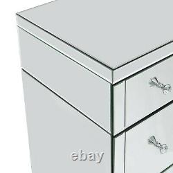 Hollywood Coiffeuse Mirrored Verre 7 Tiroirs Vanity Commode Chambre Moderne