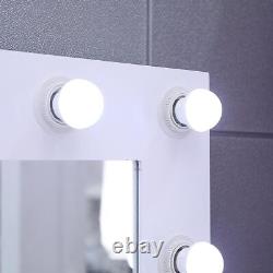 Hollywood Mirror Dressing Table Avec Led Light Mirror Vanity Makeup Desk Set De Tabouret