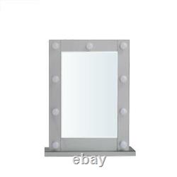 Hollywood Mirror Led 9 Light Dressing Table De Chambre Meubles Maquillage Verre Gris