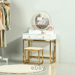 Homcom Dressing Table Set Vanity Desk Avec Miroir Led Et Tabouret 4 Tiroirs