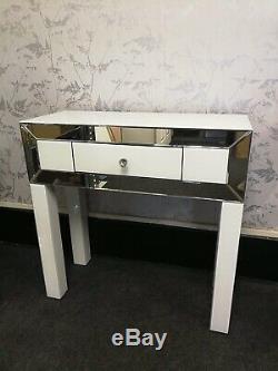 Lux Garniture En Verre Blanc Miroir D'un Tiroir Chambre Coiffeuse Console