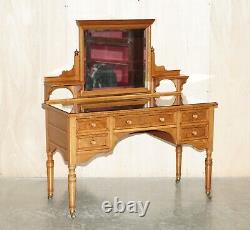 Magnifique Antique Vers 1880 Howard & Son's Tiger Oak Dressing Table & Mirror