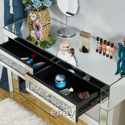 Miroir Diamond Meubles Dressing Table De Verre 2 Tiroirs Console Make Up Desk