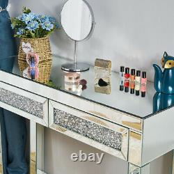 Miroir Diamond Meubles Dressing Table De Verre 2 Tiroirs Console Make Up Desk