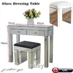 Miroir Dressing Table Vanity Dresser Tabouret Chambre 2 Tiroirs Wood Makeup Desk