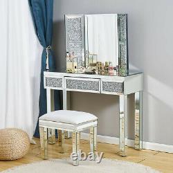 Miroir En Verre Dressing Table Stool Mirror Console Makeup Desk Vanity Bedroom Uk