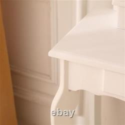Miroir Unique Irrégulier 3 Tiroir Table De Dressing Blanc Avec Tabouret De Dressing