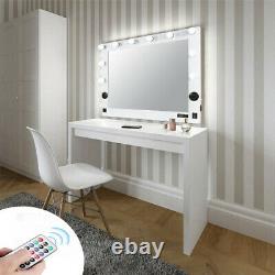 Miroir Vanity Avec Table De Dressing Led Bluetooth Haut-parleur Usb Glamour Blanc Noir