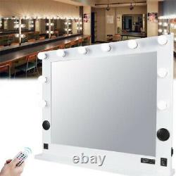 Miroir Vanity Avec Table De Dressing Led Bluetooth Haut-parleur Usb Glamour Blanc Noir
