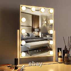 Miroir de coiffeuse Meidom Hollywood avec lumières, table de toilette éclairée blanche.