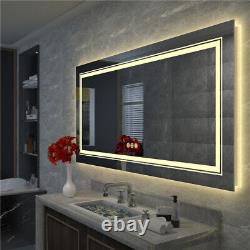 Miroir de salle de bain à LED extra large, miroir mural pleine longueur, maquillage réglable avec gradation.