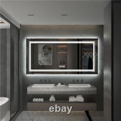 Miroir de salle de bain à LED extra large, miroir mural pleine longueur, maquillage réglable avec gradation.
