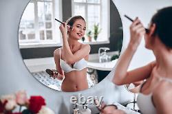 Miroir de salle de bain simple grand rond moderne sans cadre dressing miroir de vanité 100 cm.