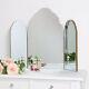 Miroir De Vanité Triple En Arc En Or Antique Pour Table De Toilette Maquillage Glamour Sur Le Dessus