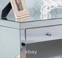 Mirror Glass Narrow Console Hall Table Dressing Table Avec 2 Tiroirs De Rangement Uk