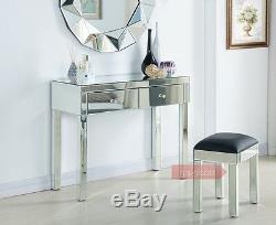 Mirrored Coiffeuse Avec 2 Tabourets De Tiroir Transparent Ou Miroir Noir New Furniture