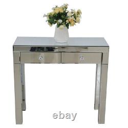 Mirrored Glass 2 Tiroirs Dressing Table Console De Maquillage Bureau Vanity Bedroom