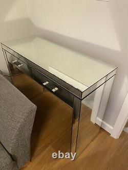 Mirrored Glass Console Table 2 Tiroirs Maquillage Vanity Dressing Desk Hallway
