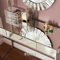Mirrored Glass Dressing Table Bedside Bedroom Makeup Desk With Drawers Dresser Nouveau