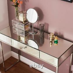Mirrored Glass Dressing Table Bedside Bedroom Makeup Desk With Drawers Dresser Nouveau