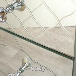 Nicky Cornell Verre Miroir 7 Tiroir Bureau De Dressing Avec Poignées En Cristal