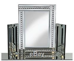 Nouveau Cristal Moderne Design Coiffeuse Miroir Bord Biseauté 87x63cm Grand