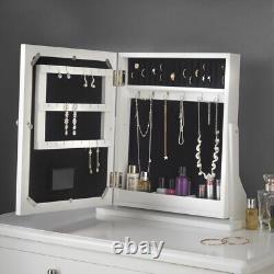 Sorrento Modern Vanity Table Side Table Bijoux Cabinet Led Mirror Set De Tabouret