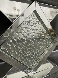 Sparkling Argent Miroir Verre Flottant Cristal Console Diamond Table De Dressing