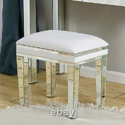 Sparkly Mirrored Dressing Table Miroir Tabouret Make Up Desk Chair Vanity Set Accueil