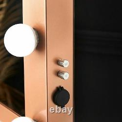 Table D'habillage Ampoules Hollywood Miroir Bluetooth Haut-parleur Plug Rosegold Set