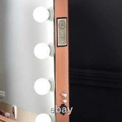 Table D'habillage Ampoules Hollywood Miroir Bluetooth Haut-parleur Usb Chargeur Rosegold Set