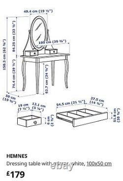 Table D'habillage Blanche Ikea Hemnes Avec Tiroirs Et Miroir