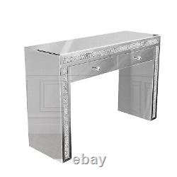 Table D'habillage En Argent Miroir Avec 2 Tiroirs Serti De Diamant Modèle Moderne
