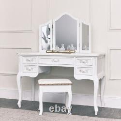 Table D'habillage En Bois Blanc Antique Set Miroir Shabby Shabby Chambre Chic Française