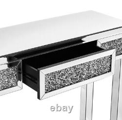 Table D’habillage En Miroir Avec Tiroir Maquillage Diamond Glass Console Desk Bedroom Uk