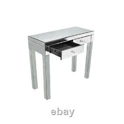 Table D’habillage En Verre Miroir 2 Tiroir Chambre À Coucher Table Table Dresser Desk Console