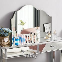 Table D'habillage En Verre Miroir De Chambre Tabouret Coussiné Maquillage Miroir Vanity Set