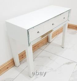 Table D'habillage Entrée White Glass Table Miroir Vanity Table Console Bureau Uk