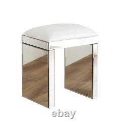Table D’habillage Miroir 2 Tiroirs Table & Cuir Stool Vanity Set